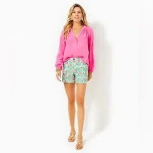 NWT Lilly Pulitzer🦩Women's 5" Gretchen Short in Botanical Green Just Wing It🦩